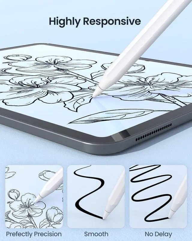 Alt view image 5 of 6 - Stylus Pen for iPad 2018-2025 - LED Power Display Fast Charging Pencil (1st Generation) with Tilt Sensitivity Palm Rejection for iPad Air/Pro/Mini