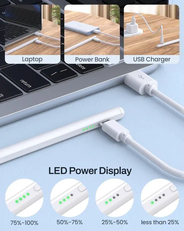 Alt view image 6 of 6 - Stylus Pen for iPad 2018-2025 - LED Power Display Fast Charging Pencil (1st Generation) with Tilt Sensitivity Palm Rejection for iPad Air/Pro/Mini