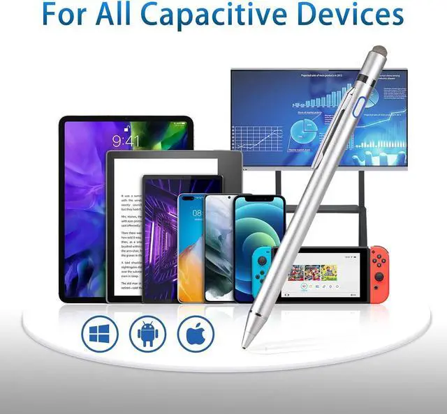 Alt view image 6 of 6 - Stylus for  Galaxy S24/S23 Pencil - Fine Tip Digital Pen with Magnetic Fabric Cap 2 in 1 Sensitive Good for Writing and Drawing High-Precision Pencil for  Galaxy S24/S23 Black