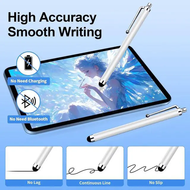 Alt view image 4 of 7 - 20 Pack Stylus Pen Stylus Pen for Touchscreen High Precision and Sensitivity for Everyday Writing/Drawing Universal Stylus Compatible with All Touch Screens White