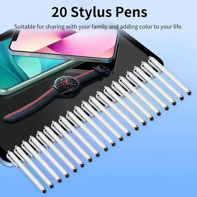 Alt view image 6 of 7 - 20 Pack Stylus Pen Stylus Pen for Touchscreen High Precision and Sensitivity for Everyday Writing/Drawing Universal Stylus Compatible with All Touch Screens White