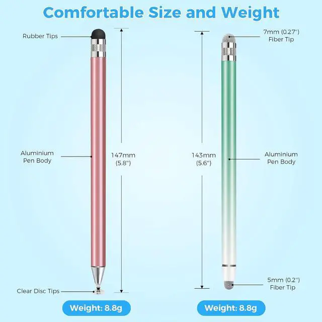 Alt view image 2 of 6 - Stylus (10 Pcs) Two Different Stylus Pen Combinations High Precision and Sensitivity Suitable for iPhone/ipad/Android Tablets Compatible with All Touch Screens (10-Pack Mix)