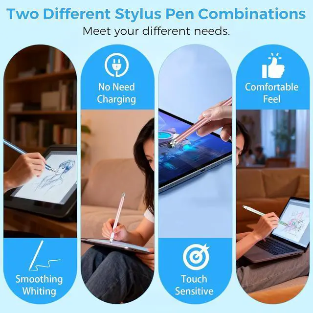 Alt view image 3 of 6 - Stylus (10 Pcs) Two Different Stylus Pen Combinations High Precision and Sensitivity Suitable for iPhone/ipad/Android Tablets Compatible with All Touch Screens (10-Pack Mix)