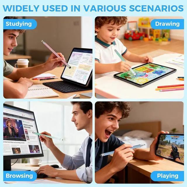 Alt view image 5 of 6 - Stylus (10 Pcs) Two Different Stylus Pen Combinations High Precision and Sensitivity Suitable for iPhone/ipad/Android Tablets Compatible with All Touch Screens (10-Pack Mix)