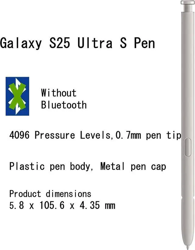 Alt view image 2 of 6 - Galaxy S25 Ultra S Pen Replacement for  Galaxy S25 Ultra 5G All Versions Touch Stylus Pen + 5xTips/Nibs (Gray)