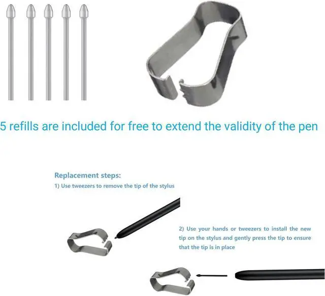 Alt view image 6 of 6 - Galaxy S25 Ultra S Pen Replacement for  Galaxy S25 Ultra 5G All Versions Touch Stylus Pen + 5xTips/Nibs (Gray)