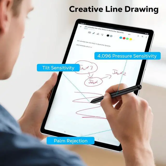 Alt view image 4 of 7 - Galaxy Tab S10 S9 FE S Pen for  Galaxy Tab S6 Lite/S7/S8/S9/S10 S Pen Replacement + Free 5 Tips for  Galaxy Tab S6 Lite Pen Black