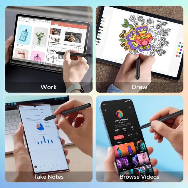 Alt view image 7 of 7 - Galaxy Tab S10 S9 FE S Pen for  Galaxy Tab S6 Lite/S7/S8/S9/S10 S Pen Replacement + Free 5 Tips for  Galaxy Tab S6 Lite Pen Black