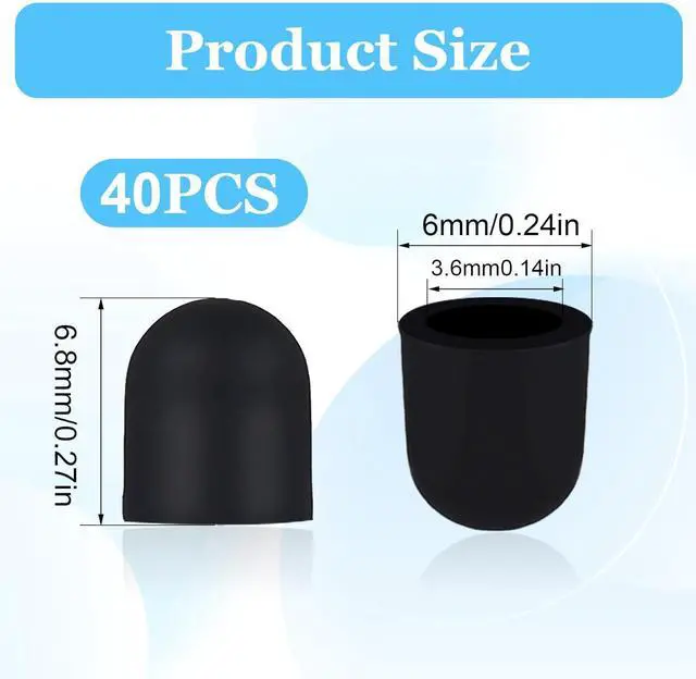 Alt view image 2 of 7 - 40 Pcs Silicone Stylus Pen Tips 0.24inch (6mm) Stylus Replacement Tips Pen Tip Styluses Pens Pencil Tip for Capacitive Styluses Pens Touchscreen Tablet Universal Styluss Ends (Black)