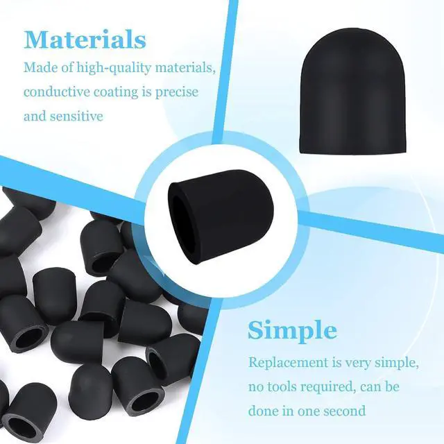 Alt view image 4 of 7 - 40 Pcs Silicone Stylus Pen Tips 0.24inch (6mm) Stylus Replacement Tips Pen Tip Styluses Pens Pencil Tip for Capacitive Styluses Pens Touchscreen Tablet Universal Styluss Ends (Black)