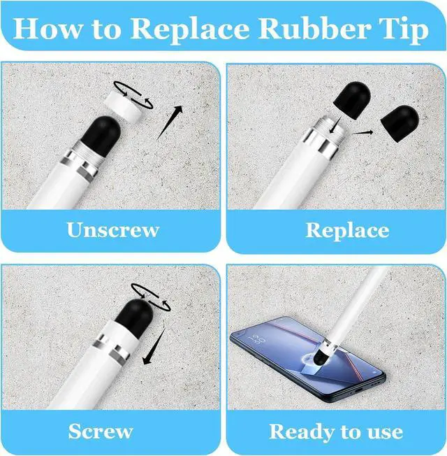 Alt view image 3 of 7 - 40 Pcs Silicone Stylus Pen Tips 0.24inch (6mm) Stylus Replacement Tips Pen Tip Styluses Pens Pencil Tip for Capacitive Styluses Pens Touchscreen Tablet Universal Styluss Ends (Black)