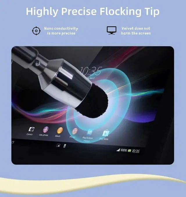 Alt view image 3 of 6 - Universal Telescopic Stylus Pen for Touch Screens Retractable Pointer Stick & Stylus with Special Flocking Tip Extendable High Precision & Soft Stylus Pen for Touch Screens (Blue)