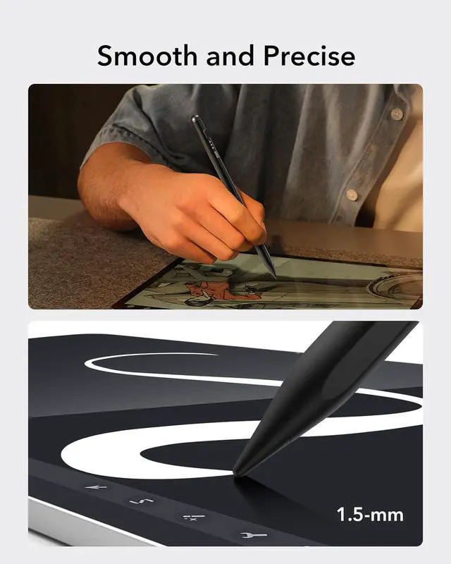 Alt view image 4 of 7 - Stylus Pen for iPad 2018-2025 Tilt Sensitivity Palm Rejection Compatible with iPad 11th(A16)/10th Generation iPad Air 11/13 iPad Pro 11/12.9/13 iPad mini 6/5 Black