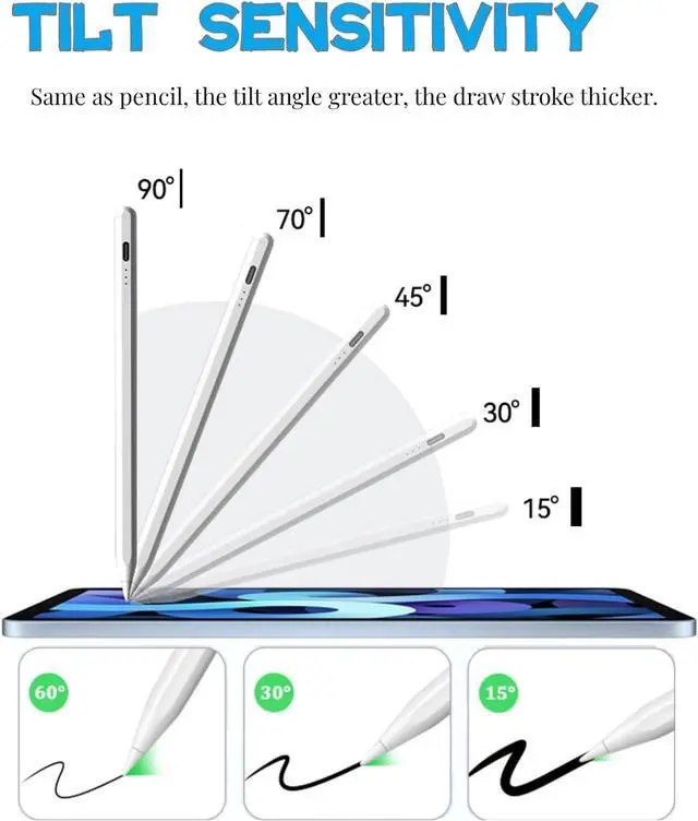 Alt view image 4 of 7 - Stylus Pen for iPad Fast Charge Active Stylus with Bluetooth Tilt Sensitivity & Palm Rejection Professional ipad Pencil Compatible for  iPad Pro 11 iPad Pro 12.9 iPad Air iPad Mini