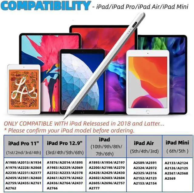 Alt view image 6 of 7 - Stylus Pen for iPad Fast Charge Active Stylus with Bluetooth Tilt Sensitivity & Palm Rejection Professional ipad Pencil Compatible for  iPad Pro 11 iPad Pro 12.9 iPad Air iPad Mini