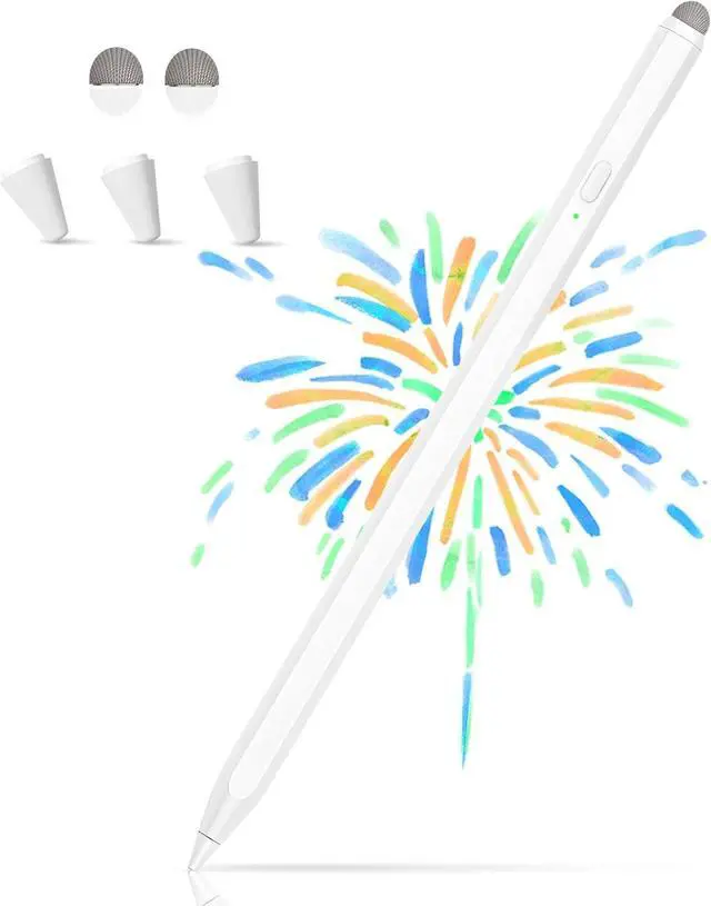 Main image of 2-in-1 Pencil for  iPad Stylus Pen for iPad Stylus Pen for Touchscreen Suitable for iPad/iPhone//Android Smartphone and Tablets Compatible with All Touchscreen (White)