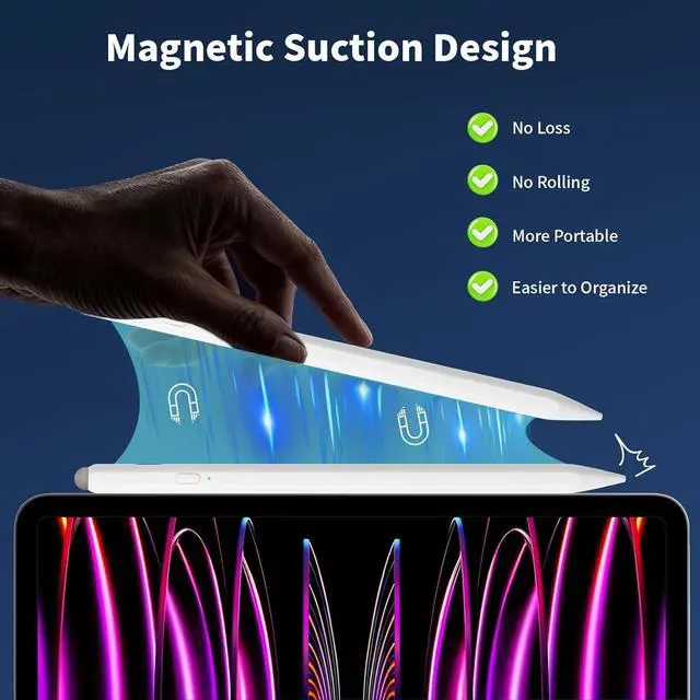 Alt view image 6 of 7 - 2-in-1 Pencil for  iPad Stylus Pen for iPad Stylus Pen for Touchscreen Suitable for iPad/iPhone//Android Smartphone and Tablets Compatible with All Touchscreen (White)