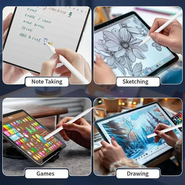 Alt view image 7 of 7 - 2-in-1 Pencil for  iPad Stylus Pen for iPad Stylus Pen for Touchscreen Suitable for iPad/iPhone//Android Smartphone and Tablets Compatible with All Touchscreen (White)