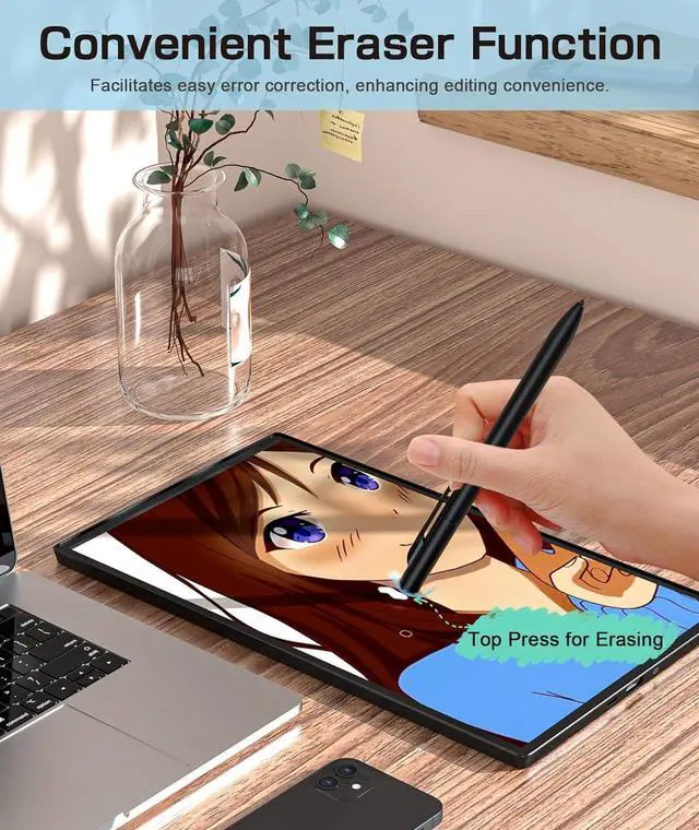 Alt view image 5 of 7 - EMR Stylus Compatible with Remarkable 2 Replacement Digital Pen with Eraser 4096 Pressure Levels Palm Rejection Tilt Support-5 Pen Tips (Black)
