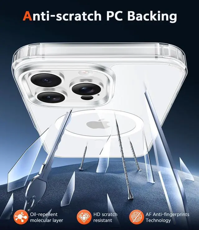 Alt view image 5 of 7 - for iPhone 16 Pro-Max Case: Clear Magnetic Phone Cases with Screen Protector Compatible with Magsafe Slim Anti Yellowing Rugged Shockproof Protective Transparent Cell Cover (A-Clear)