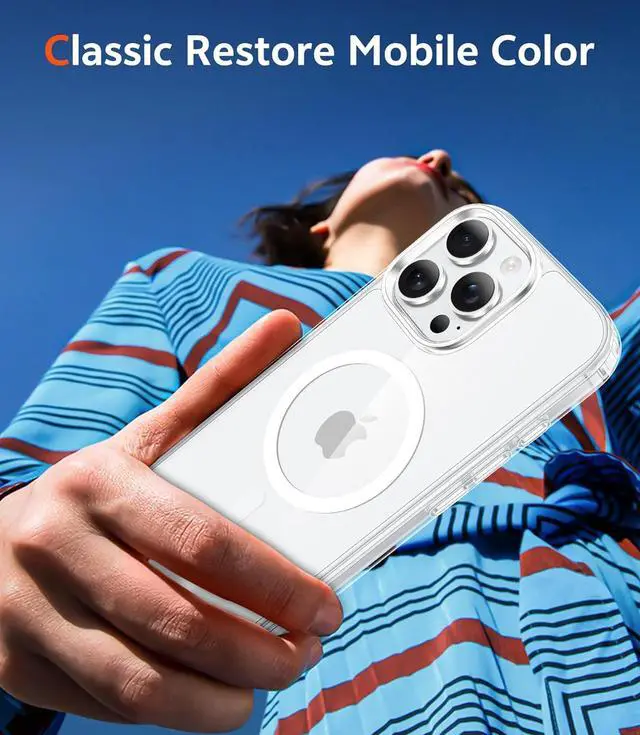 Alt view image 7 of 7 - for iPhone 16 Pro-Max Case: Clear Magnetic Phone Cases with Screen Protector Compatible with Magsafe Slim Anti Yellowing Rugged Shockproof Protective Transparent Cell Cover (A-Clear)