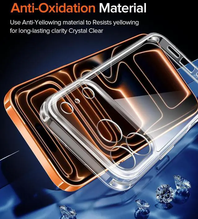 Alt view image 7 of 7 - 3-in-1 Clear Case Designed for iPhone 17 Pro 6.3 2025 with 2 Pack Tempered Glass Screen Protector Military Shockproof Hard Back Slim for iPhone 17 Pro Cover - Clear