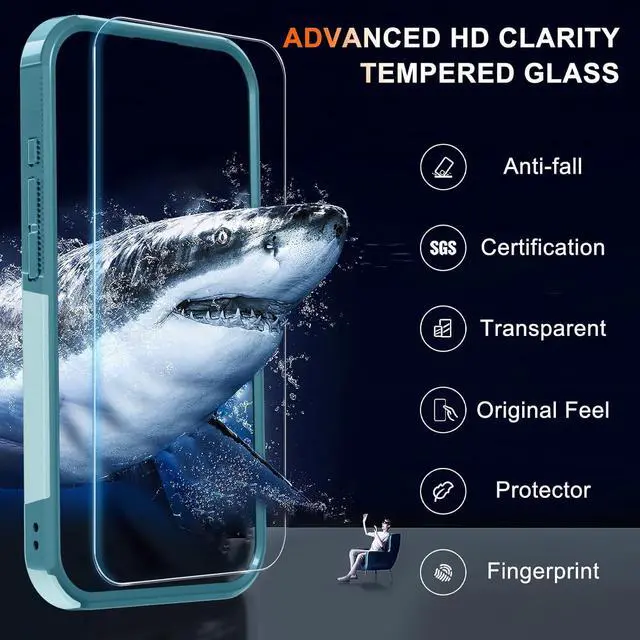 Alt view image 4 of 7 - Case for iPhone 17 Phone Cover with Screen Protector Military Grade Heavy Duty Shockproof PhoneCase with Wrist Lanyard Strap 2025 Mint Green