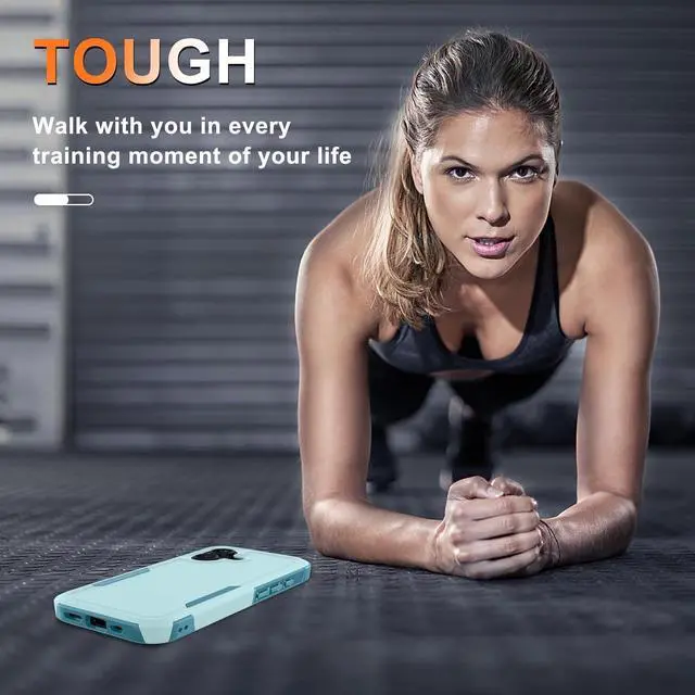 Alt view image 6 of 7 - Case for iPhone 17 Phone Cover with Screen Protector Military Grade Heavy Duty Shockproof PhoneCase with Wrist Lanyard Strap 2025 Mint Green