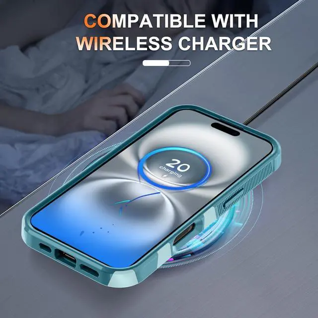 Alt view image 7 of 7 - Case for iPhone 17 Phone Cover with Screen Protector Military Grade Heavy Duty Shockproof PhoneCase with Wrist Lanyard Strap 2025 Mint Green