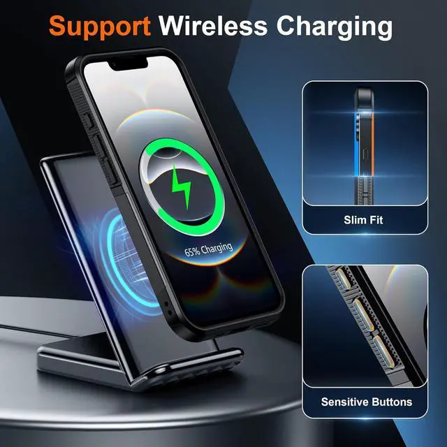 Alt view image 6 of 7 - Designed for iPhone 16e Case [12 FT Military Grade Protection] 2 Pack [Tempered Glass Screen Protectors] Heavy Duty Shockproof Case for iPhone 16e 2025 6.1 Black