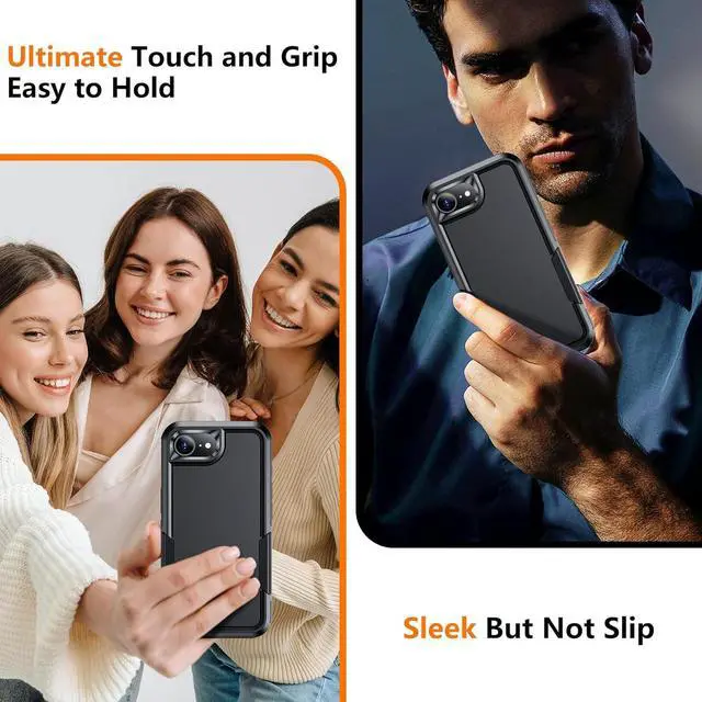 Alt view image 7 of 7 - Designed for iPhone 16e Case [12 FT Military Grade Protection] 2 Pack [Tempered Glass Screen Protectors] Heavy Duty Shockproof Case for iPhone 16e 2025 6.1 Black