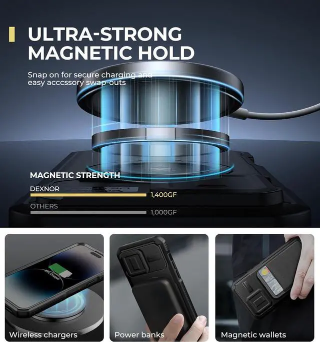 Alt view image 3 of 7 - for iPhone 14 Pro Max Case with Slide Camera Cover & Adjustable Kickstand & Built-in Screen Protector Magnetic Rugged Shockproof Bumper Cases Heavy-Duty Magnetic Protective Cover Black