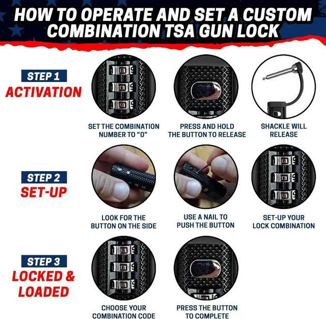 Alt view image 4 of 7 - Cedar Mill TSA Approved Gun Case Lock  Durable Cut-Resistant Security TSA Locks for Gun Case Pistol Case Revolver Gun Case or Firearms  Child-Safe Trigger Locks for Rifles and Shotguns