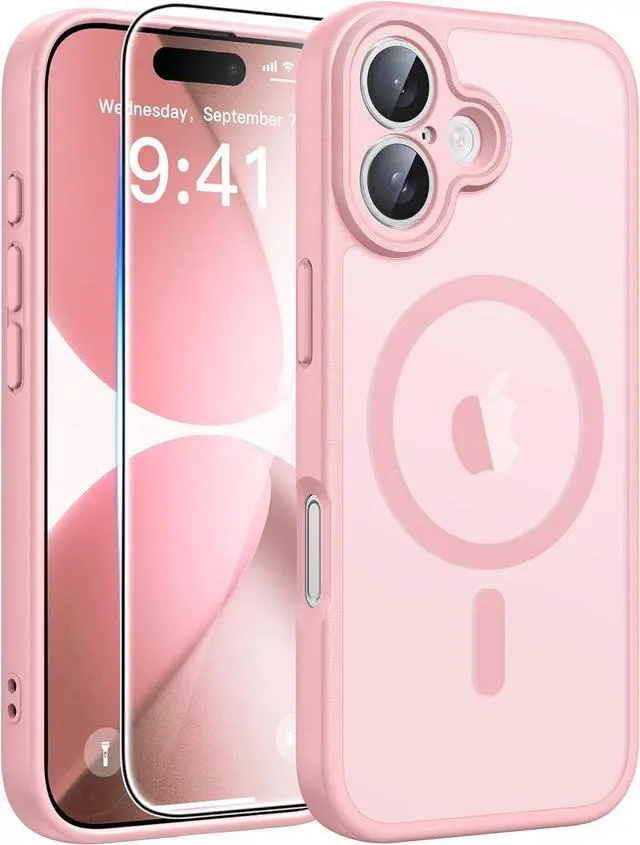 Main image of for iPhone 17 Phone Case: Magnetic Translucent Matte [Full Covered Camera Protection] [Screen Protector] Military Grade Shockproof Slim Cover Drop Proof Protective Cases - Light Pink