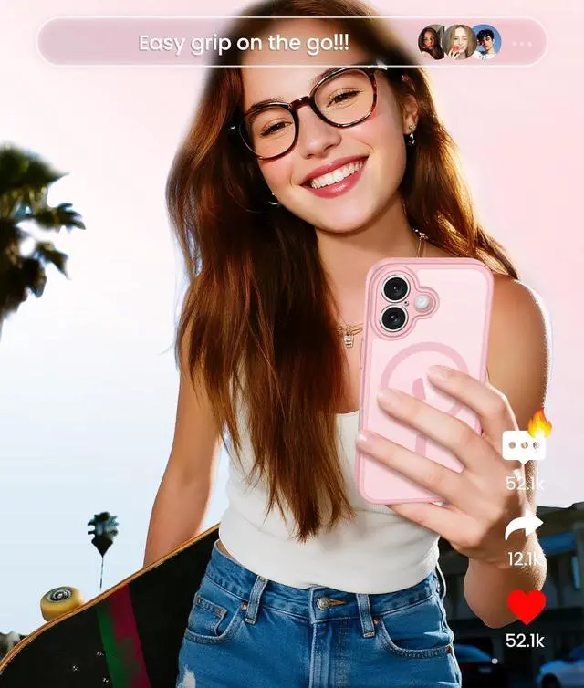 Alt view image 7 of 7 - for iPhone 17 Phone Case: Magnetic Translucent Matte [Full Covered Camera Protection] [Screen Protector] Military Grade Shockproof Slim Cover Drop Proof Protective Cases - Light Pink