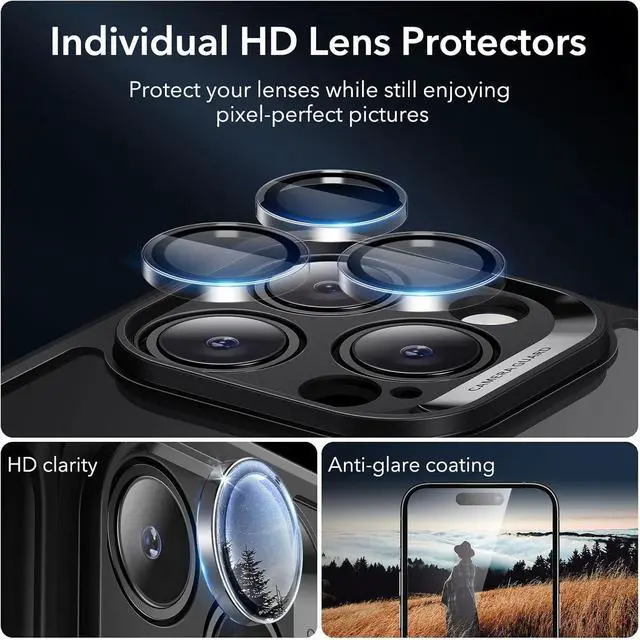 Alt view image 6 of 7 - for iPhone 14 Pro Max Case Compatible with MagSafe Full-Body Military-Grade Drop Proof Case for iPhone 14 Pro Max with Built-in 9H+ Tempered Glass Screen Protector Clear Black