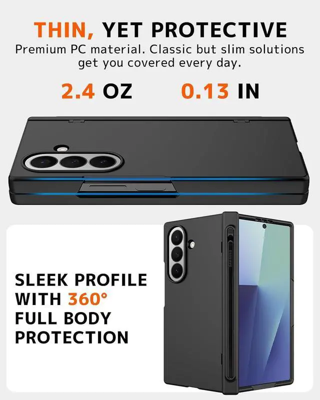 Alt view image 6 of 7 - Compatible with Magsafe for  Galaxy Z Fold 7 Case with S Pen Holder & Stylus Shockproof Full Hinge Screen Protector for  Z Fold 7 Phone Cover for Galaxy Fold 7 Case Magnetic Black
