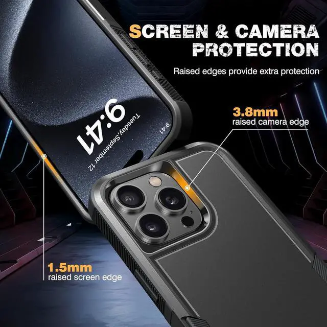Alt view image 5 of 7 - Designed for iPhone 15 Pro Max Case [with Privacy Screen Protector] [Anti Spy] [Military Grade Drop Protection] Heavy Duty Full-Body Shockproof Phone Case Black