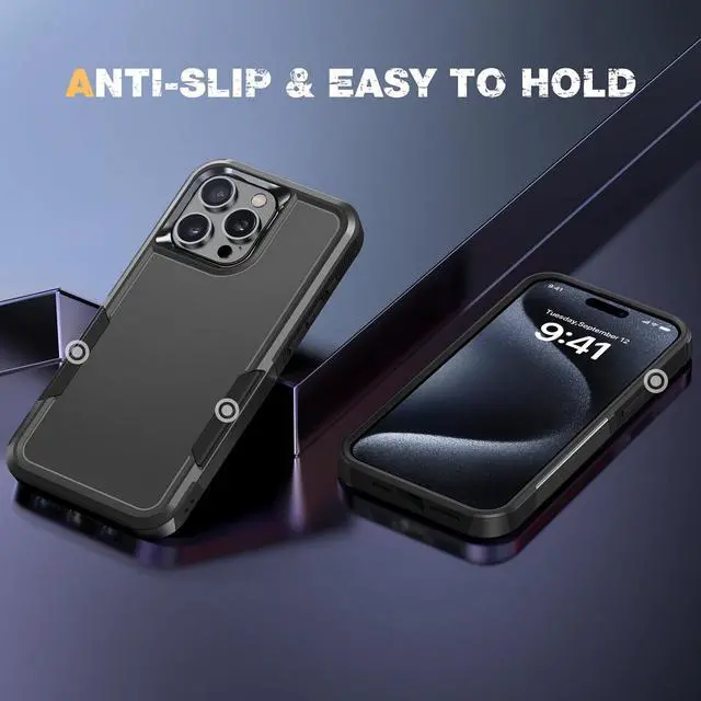 Alt view image 6 of 7 - Designed for iPhone 15 Pro Max Case [with Privacy Screen Protector] [Anti Spy] [Military Grade Drop Protection] Heavy Duty Full-Body Shockproof Phone Case Black