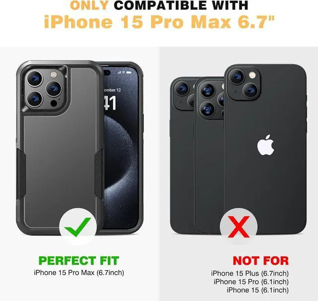 Alt view image 7 of 7 - Designed for iPhone 15 Pro Max Case [with Privacy Screen Protector] [Anti Spy] [Military Grade Drop Protection] Heavy Duty Full-Body Shockproof Phone Case Black