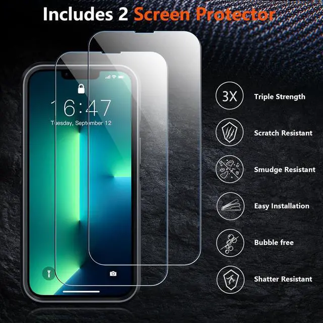 Alt view image 3 of 7 - Designed for iPhone 13 Pro Case [10 FT Military Grade Drop Protection] [with 2 pcs Tempered Glass Screen Protector] Cover for iPhone 13 Pro 6.1 inch (Black)