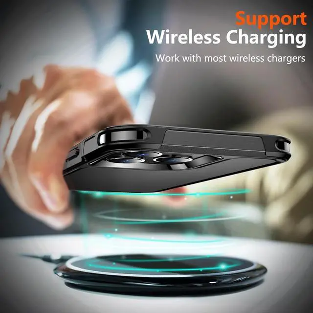 Alt view image 5 of 7 - Designed for iPhone 13 Pro Case [10 FT Military Grade Drop Protection] [with 2 pcs Tempered Glass Screen Protector] Cover for iPhone 13 Pro 6.1 inch (Black)