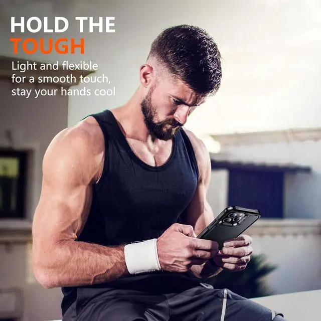 Alt view image 7 of 7 - Designed for iPhone 13 Pro Case [10 FT Military Grade Drop Protection] [with 2 pcs Tempered Glass Screen Protector] Cover for iPhone 13 Pro 6.1 inch (Black)