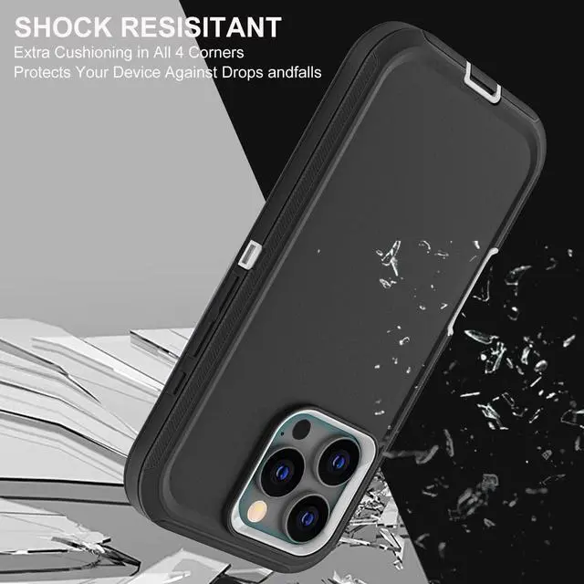 Alt view image 5 of 6 - for iPhone 16 Pro Case Military Grade 3 in 1 Heavy Duty Shockproof/Drop Proof/Dust Proof Case with 2Pcs Tempered Glass Screen Protector (Black/Grey)
