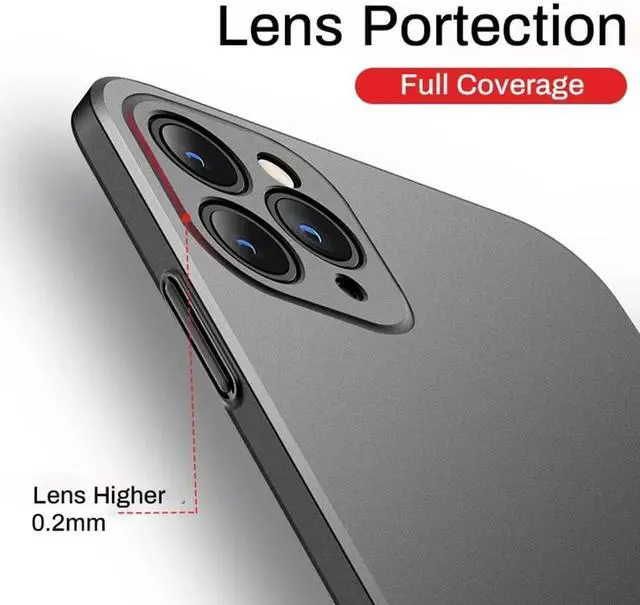 Alt view image 3 of 7 - Compatible with iPhone Case Luxury Matte Hard PC Slim Fit Ultra Thin Lightweight Camera Lens Protection Soft Shockproof Cover Phone Case (Grey iPhone 12)