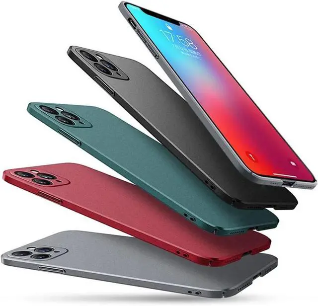 Alt view image 7 of 7 - Compatible with iPhone Case Luxury Matte Hard PC Slim Fit Ultra Thin Lightweight Camera Lens Protection Soft Shockproof Cover Phone Case (Grey iPhone 12)