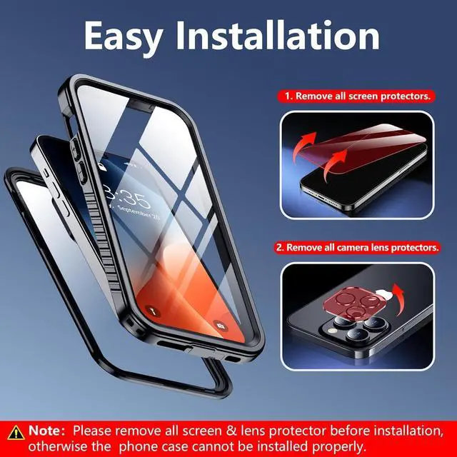 Alt view image 4 of 7 - Only Designed for iPhone 14 Pro Max Case Waterproof [12FT Military Dropproof] [Built-in Screen Protector] [IP68 Underwater] Full Body Shockproof Protective Phone Case 6.7 2022 Black