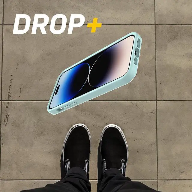 Alt view image 4 of 6 - iPhone 14 Pro Max OtterGrip Symmetry Series Case - POPPIES BY THE SEA (Blue) built-in grip sleek case snaps to MagSafe raised edges protect camera & screen