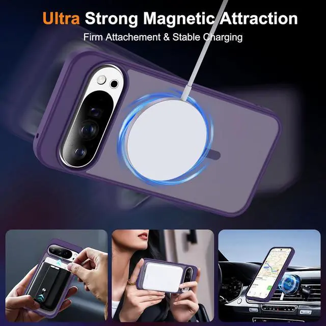 Alt view image 4 of 7 - Compatible with Google Pixel 10 Case & Google Pixel 10 Pro Case with Magnetic [Compatible with Mag-Safe] Slim Translucent Matte Phone Cases with Anti-Fingerprint Tech Purple
