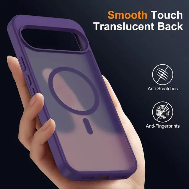 Alt view image 5 of 7 - Compatible with Google Pixel 10 Case & Google Pixel 10 Pro Case with Magnetic [Compatible with Mag-Safe] Slim Translucent Matte Phone Cases with Anti-Fingerprint Tech Purple